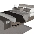 Modern Double Bed With Nightstands Table Lamps Bed Bench And Rug 3d model