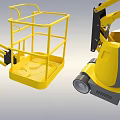 Yellow Mobile Aerial Work Vehicle With Extendable Boom Work Platform And Movable Wheels 3d model