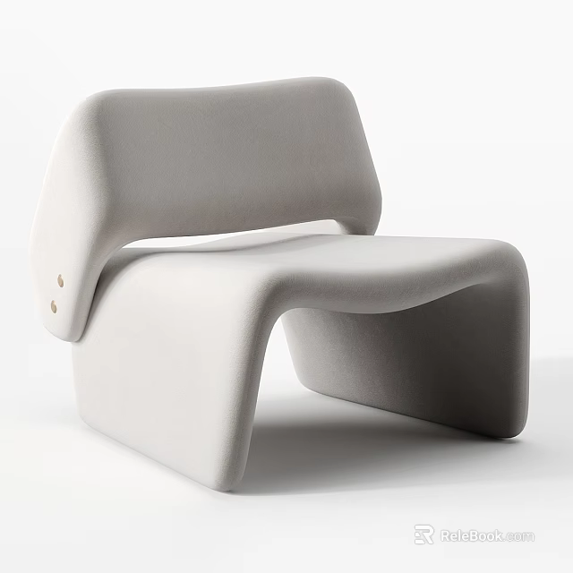 Modern Light Beige Upholstered Accent Chair Featuring Curved Backrest And Comfortable Seat 3d model 