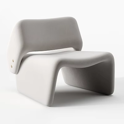 Modern Light Beige Upholstered Accent Chair Featuring Curved Backrest And Comfortable Seat 3d model