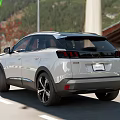 White Peugeot SUV Exterior Design With Black Wheels Parked On Road And Mountain View