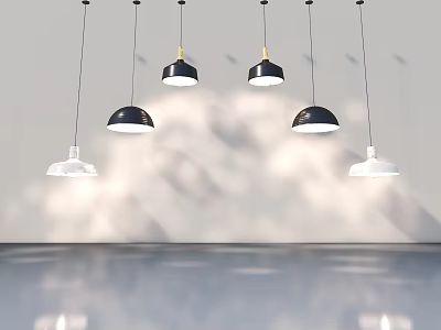 Modern Swing Door With Black And White Pendant Lights In Interior 3d model