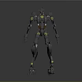 Sci Fi Robot Character Featuring 3D Mechanical Structure Yellow Accents And Metallic Body