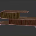 Modern Wooden Coffee Table With Curved Multi Tiered Design And Sleek Surface
