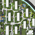Residential Complex Planning With High Rise Buildings Green Spaces And Central Amenities