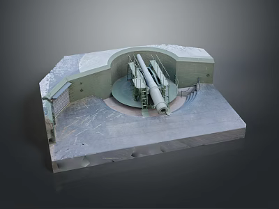 Historic Military Battery Scenery With Stone Walls Circular Platform And Cannons 3d model