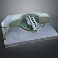 Historic Military Battery Scenery With Stone Walls Circular Platform And Cannons