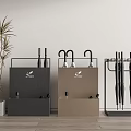 Modern Black And Gold Storage Cabinet Racks With Umbrella Holders And Indoor Plant