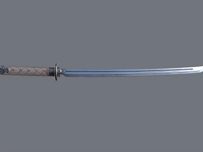 Elegant Traditional Samurai Katana Weapon With Wooden Handle Sharp Metal Blade 3d model