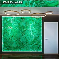 Green Marble Pattern Wall Decor With Gold Circular Pendant Lights And White Door Interior