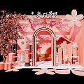 Pink Themed Floral Space With Cherry Blossom Archway And Bench In Zhongtai Scenery