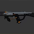 Futuristic SHREKTEK MK2 Weapon With Metallic Blue Orange Accents Tactical Grip Sight And Geometric Frame