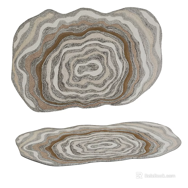 Shape Designed Rugs With Unique Wavy Patterns And Neutral Tones 3d model 