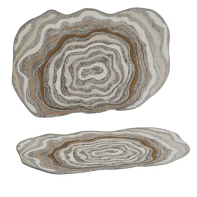 Shape Designed Rugs With Unique Wavy Patterns And Neutral Tones 3d model