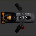Pneumatic Weapon With Black Body Red Components Silver LEAP Cylinder And Orange Internal Parts