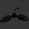 Game Movie Character Black Dragon Flying With Large Wings And Red Eyes