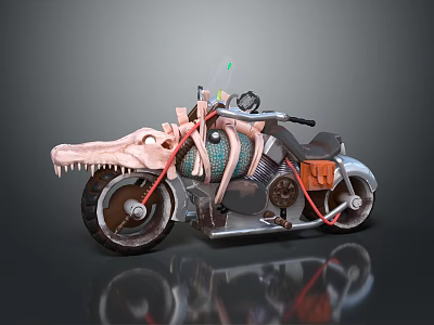 Unique Crocodile Head Shaped Motorcycle With Mechanical And Decorative Elements 3d model