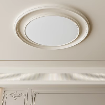 Round White Ceiling Light with Decorative Trim for Modern Interior Design 3d model