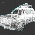 Rusty Modified Car With Three Round Roof Lights And Damaged Worn Out Body