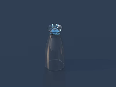 Transparent Glass Storage Bottle With Blue Cap For Daily Household Use 3d model