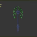 Red Long Handle Fantasy Weapon With Pink Glowing Accents And Intricate Patterns