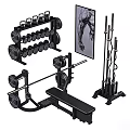 Complete Sports Equipment Set Including Dumbbells Barbells Bench Press And Rack
