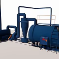 Industrial Equipment With Large Blue Tank Pipes Ladder Separator Storage Tank And Control Panel
