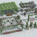 Vine Covered Garden Pergola Arbor Bench And Lush Decorative Plants