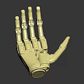 Precision Gold Robotic Hand With Articulated Joints And Shiny Metallic Finish On Dark Background