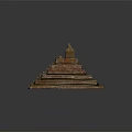 Ancient Temple Model with Tiered Stone Steps Layered Platform and Small Shrine on Top 3d model