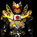 Armored Warrior In Golden Black Armor With Yellow Accents And Red Chest Emblem