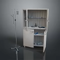 Medical Cabinet With Glass Door And Adjustable IV Stand For Medical Supplies Storage