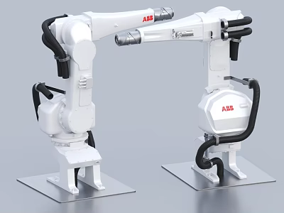 Intelligent ABB Robotic Arm with White Body and Metal Base for Industrial Automation 3d model