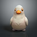 Cute White Bird Stuffed Toy With Orange Beak And Round Body On Gray Background