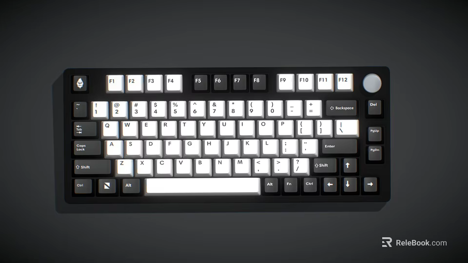 Sleek Modern Mechanical Keyboard With Black Frame White Keycaps And Function Keys 3d model 