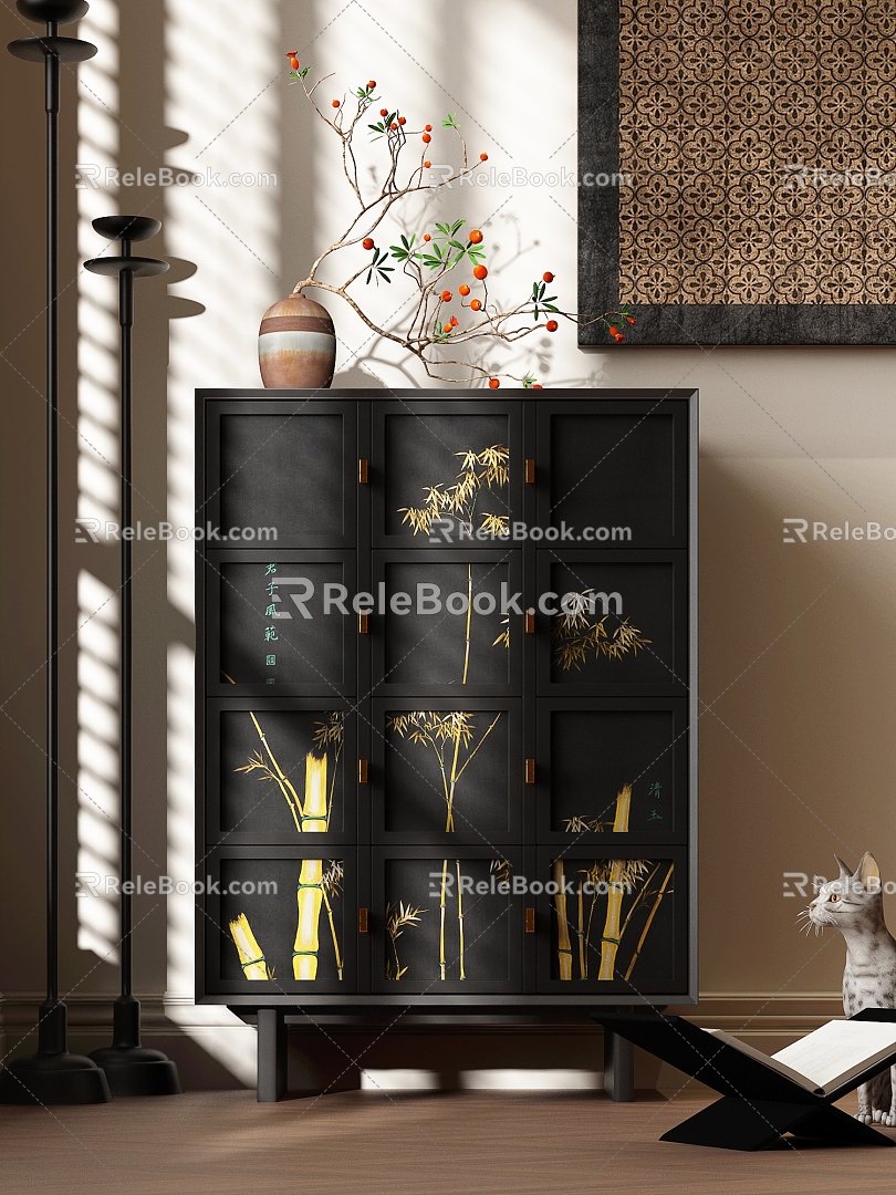 Chinese-style Side Cabinet Bucket Cabinet Decorative Cabinet Ancient Entrance Cabinet Bucket Cabinet Decorative Cabinet 3d model