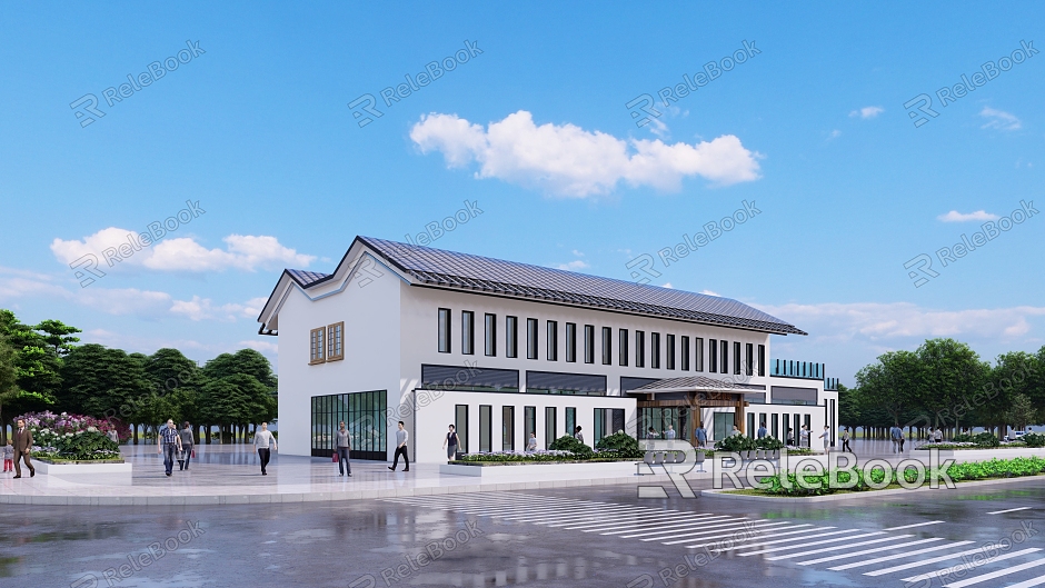 New Chinese Style Office Building Hotel Office Building Sales Office Industrial Park model