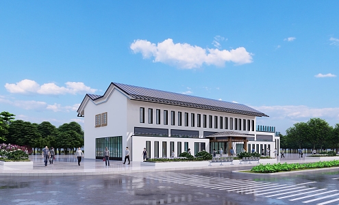 New Chinese Style Office Building Hotel Office Building Sales Office Industrial Park 3d model