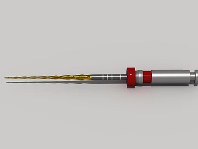 Industrial Equipment with Golden Tip Silver Body and Red Rings Precision Drill Bit Tool 3d model