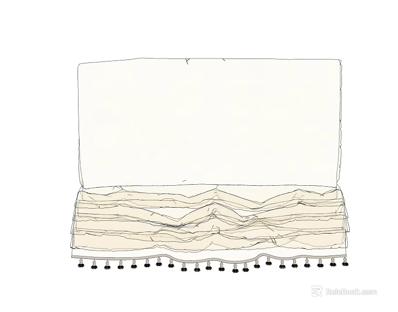 Light Colored Roman Shades with Pleated Design and Bottom Tassel Trim 3d model 