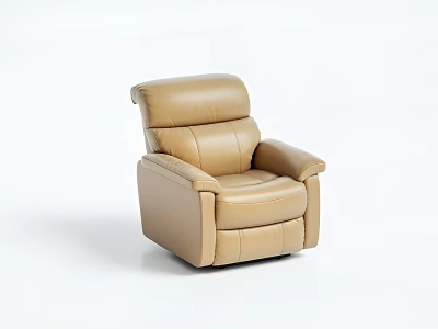 Light Brown Leather Single Sofa With Modern Design Comfortable Backrest And Armrests 3d model