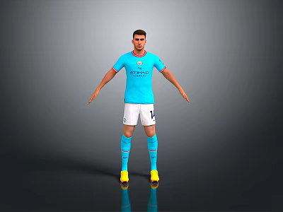 Blue Football Apparel Set With White Shorts Blue Socks And Yellow Boots 3d model