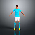 Blue Football Apparel Set With White Shorts Blue Socks And Yellow Boots