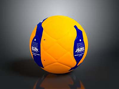 Yellow And Blue Household Sports Ball With FIFA Logo And Durable Design 3d model