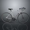 White Fixie Bike With Black Seat Handlebars And Reflective Surface On Gray Background