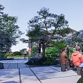 Traditional Chinese Garden Landscape With Pond Rocks Trees And Classic Architecture