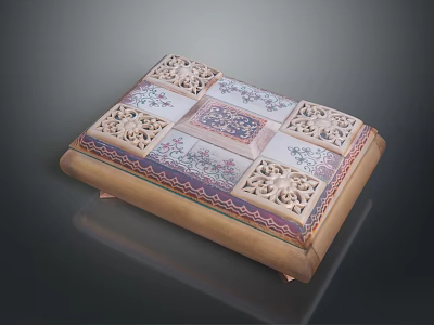 Intricate Hardware Tools Storage Box With Carved Patterns And Metal Tools 3d model