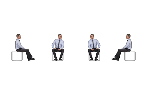 Modern Business Male Office Figure Sitting Men European and American Men 3d model