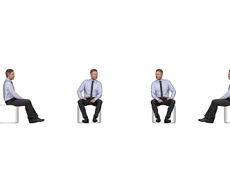 Modern Business Male Office Figure Sitting Men European and American Men 3d model