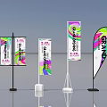 Colorful Grand Opening Banners With Various Designs And Different Stand Types 3d model